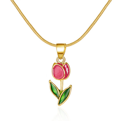 Lady Flower Alloy Plating Women's Pendant Necklace