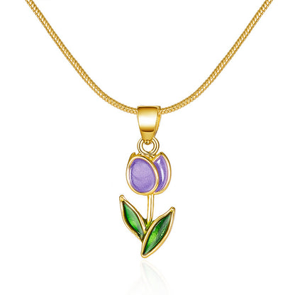 Lady Flower Alloy Plating Women's Pendant Necklace