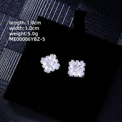 1 Pair Simple Style Square Plating Inlay Copper Zircon White Gold Plated Ear Studs