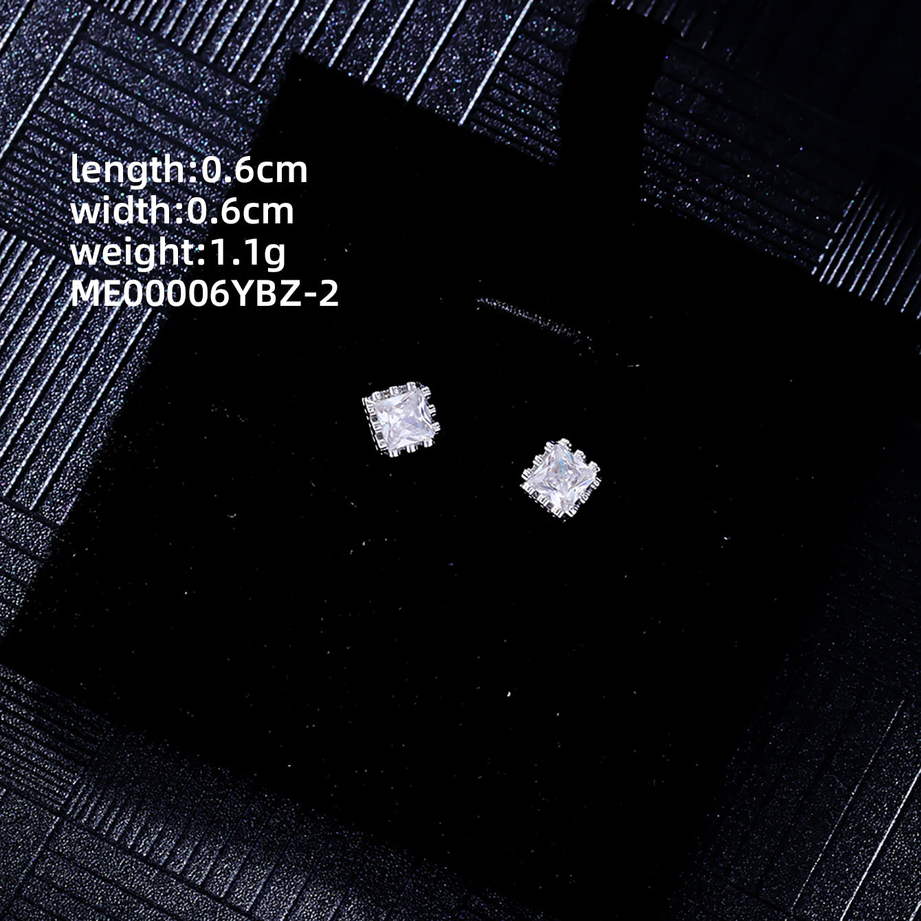 1 Pair Simple Style Square Plating Inlay Copper Zircon White Gold Plated Ear Studs