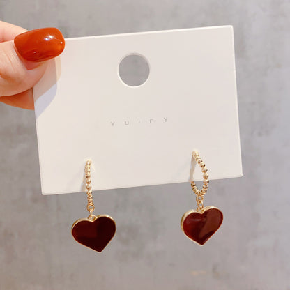 Wholesale Jewelry Casual Sweet Heart Shape Alloy Plating Drop Earrings