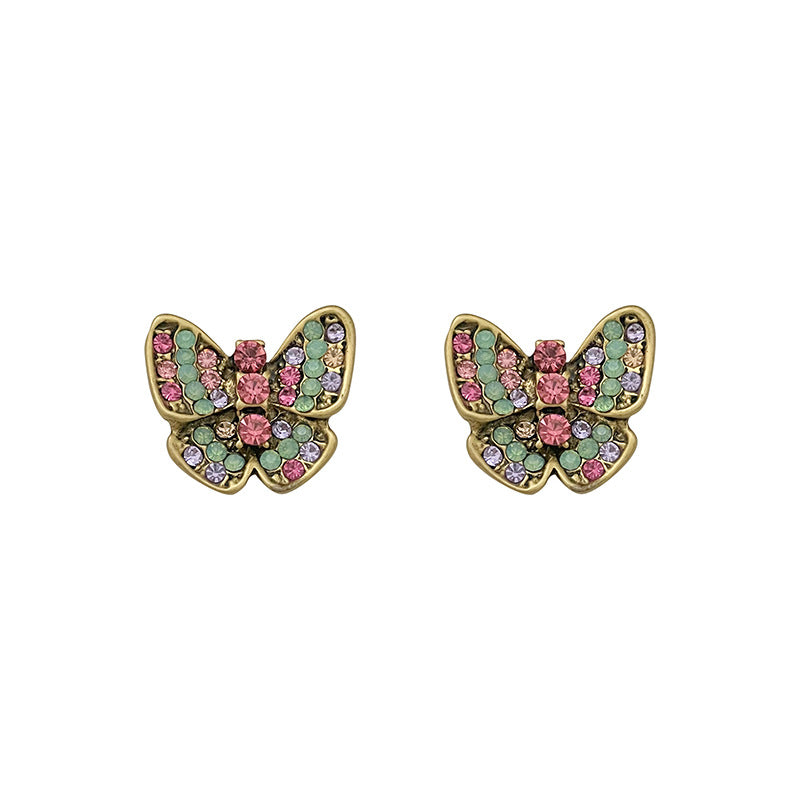 1 Pair Elegant Glam Butterfly Inlay Alloy Rhinestones Ear Studs
