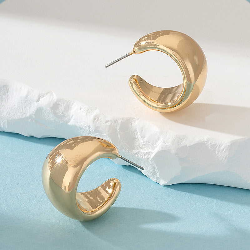 1 Pair Simple Style Solid Color Plating Alloy Gold Plated Ear Studs