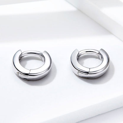 1 Pair Simple Style Solid Color Plating Sterling Silver Silver Plated Hoop Earrings