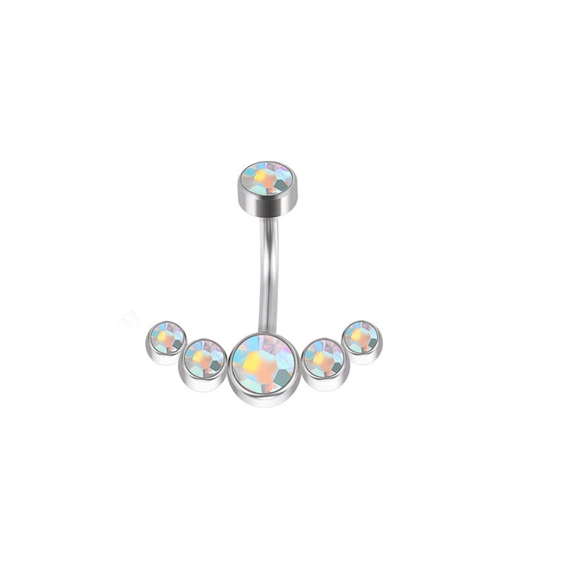 Basic Vacation Sexy Geometric Stainless Steel Zircon Belly Ring In Bulk