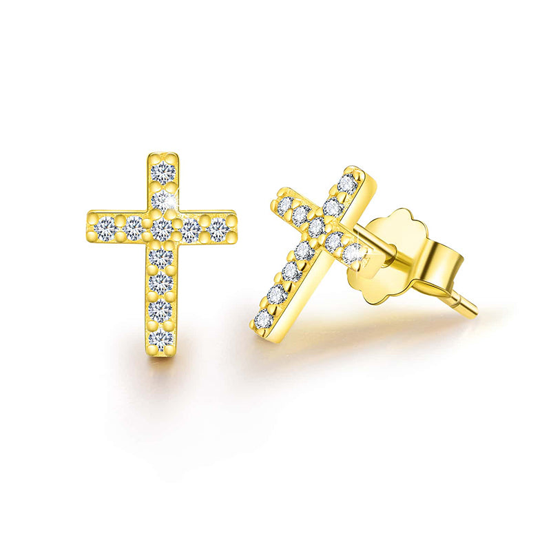 1 Pair Elegant Cross Plating Inlay Sterling Silver Zircon Ear Studs