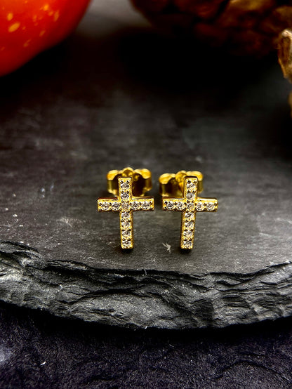 1 Pair Elegant Cross Plating Inlay Sterling Silver Zircon Ear Studs