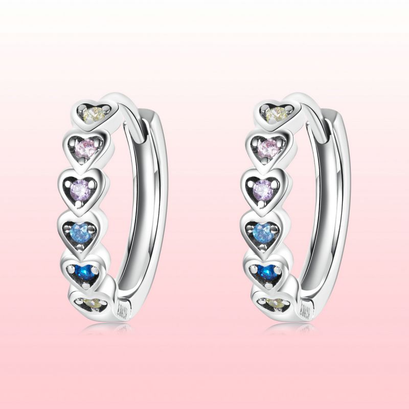 1 Pair Simple Style Heart Shape Inlay Sterling Silver Zircon Earrings