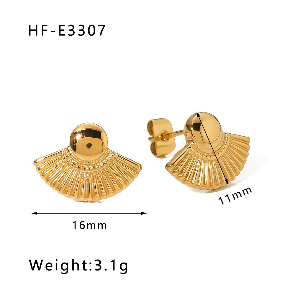 1 Pair Vacation Beach Scallop Shell Polishing Plating Stainless Steel 18k Gold Plated Ear Studs