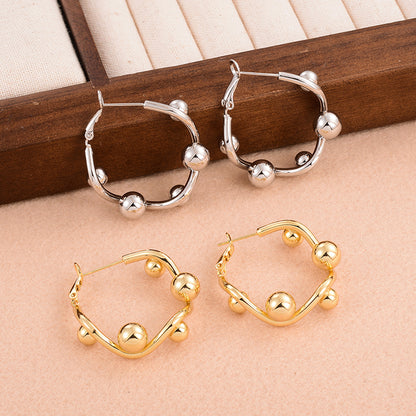 1 Pair Ig Style Simple Style Irregular Round Plating Copper 18k Gold Plated White Gold Plated Earrings