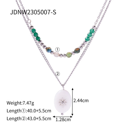 Ig Style Simple Style Star Oval Stainless Steel Beaded Inlay Zircon Double Layer Necklaces