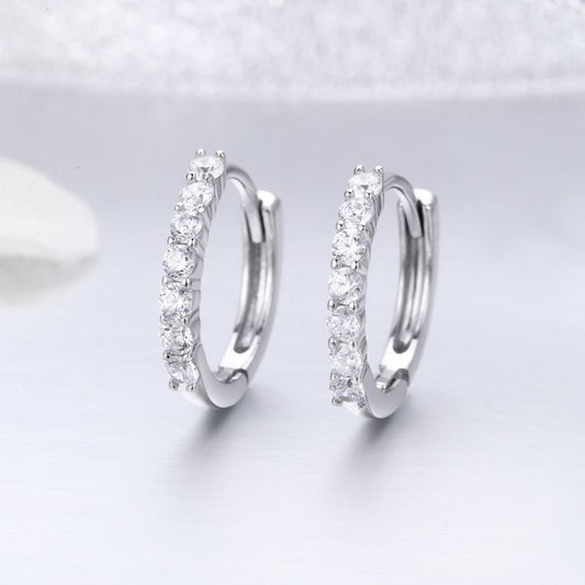 1 Pair Romantic Round Inlay Sterling Silver Zircon Earrings