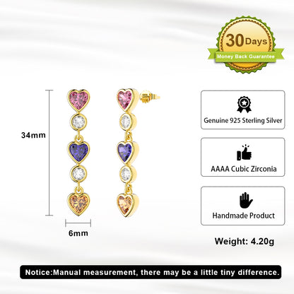 1 Pair Glam Sexy Simple Style Heart Shape Plating Inlay Sterling Silver Zircon 14k Gold Plated Rhodium Plated Silver Plated Drop Earrings