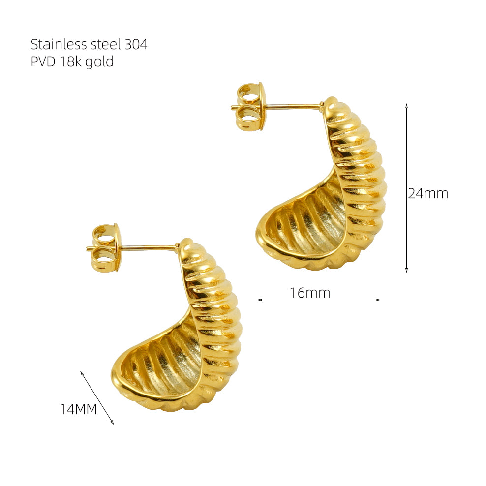 1 Pair Elegant Water Droplets Polishing Plating Stainless Steel 18k Gold Plated Ear Studs