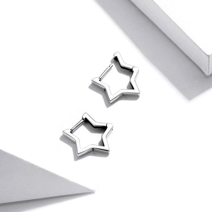 1 Pair Classical Star Sterling Silver Ear Studs