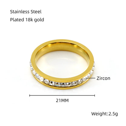 Simple Style Geometric Stainless Steel Plating Inlay Zircon 18k Gold Plated Rings