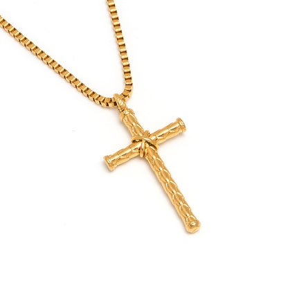 Cross-border  Retro Retro Titanium Steel Knotted Cross Necklace Hiphop Personality Cross Pendant