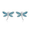 1 Pair Vacation Dragonfly Inlay Sterling Silver Zircon Ear Studs