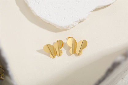 1 Pair Elegant Simple Style Star Heart Shape Butterfly Brass 14k Gold Plated White Gold Plated Ear Studs