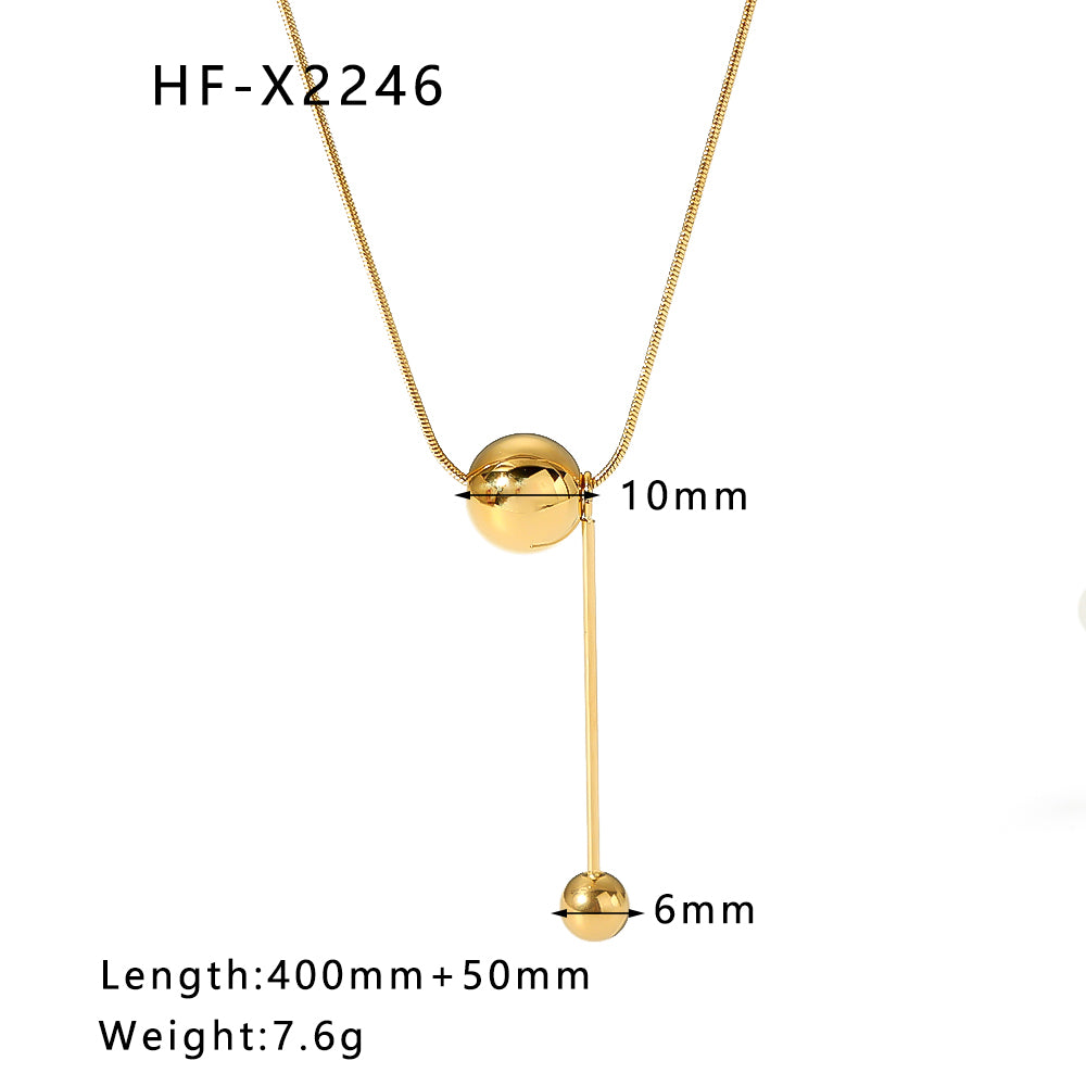 Casual Lady Simple Style Ball Stainless Steel Plating 18k Gold Plated Pendant Necklace