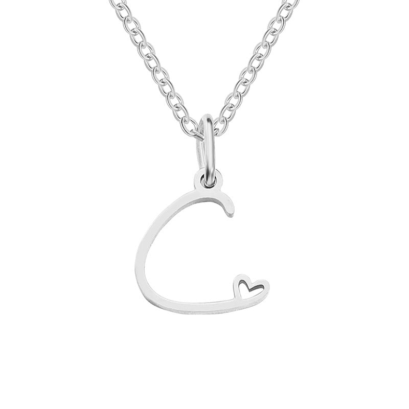 Simple Style Letter Stainless Steel Titanium Steel Plating Pendant Necklace