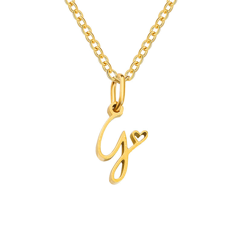 Simple Style Letter Stainless Steel Titanium Steel Plating Pendant Necklace