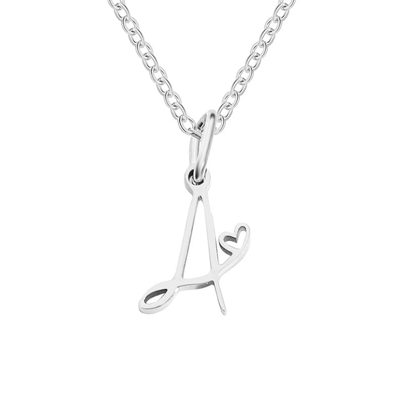 Simple Style Letter Stainless Steel Titanium Steel Plating Pendant Necklace