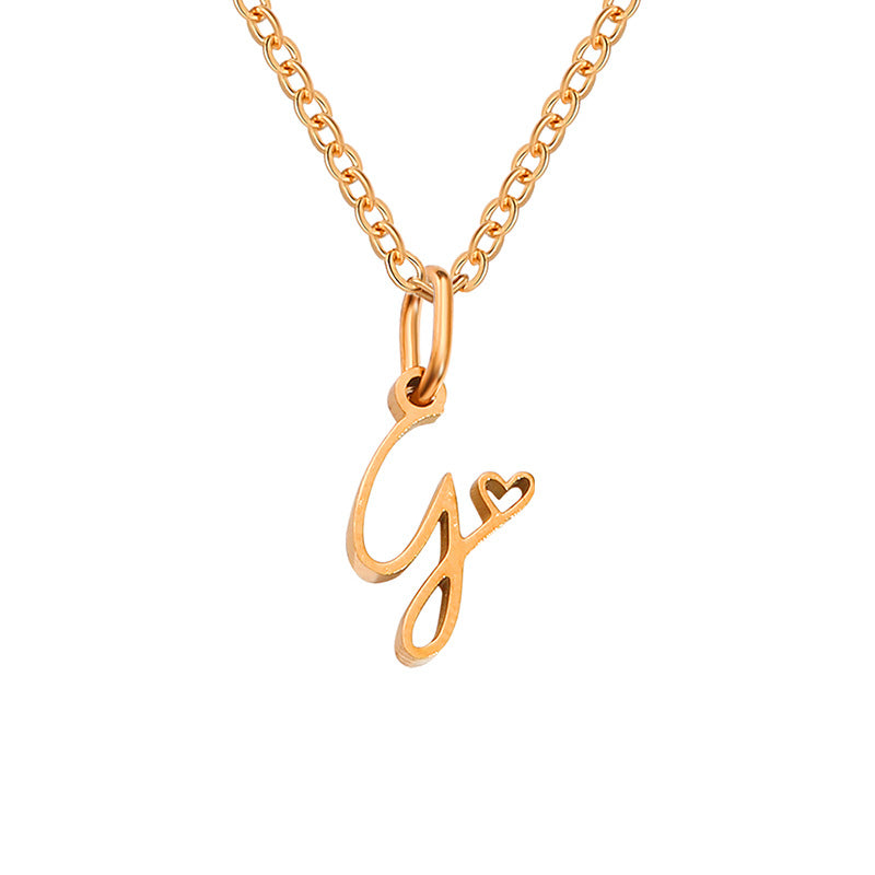 Simple Style Letter Stainless Steel Titanium Steel Plating Pendant Necklace