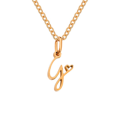 Simple Style Letter Stainless Steel Titanium Steel Plating Pendant Necklace