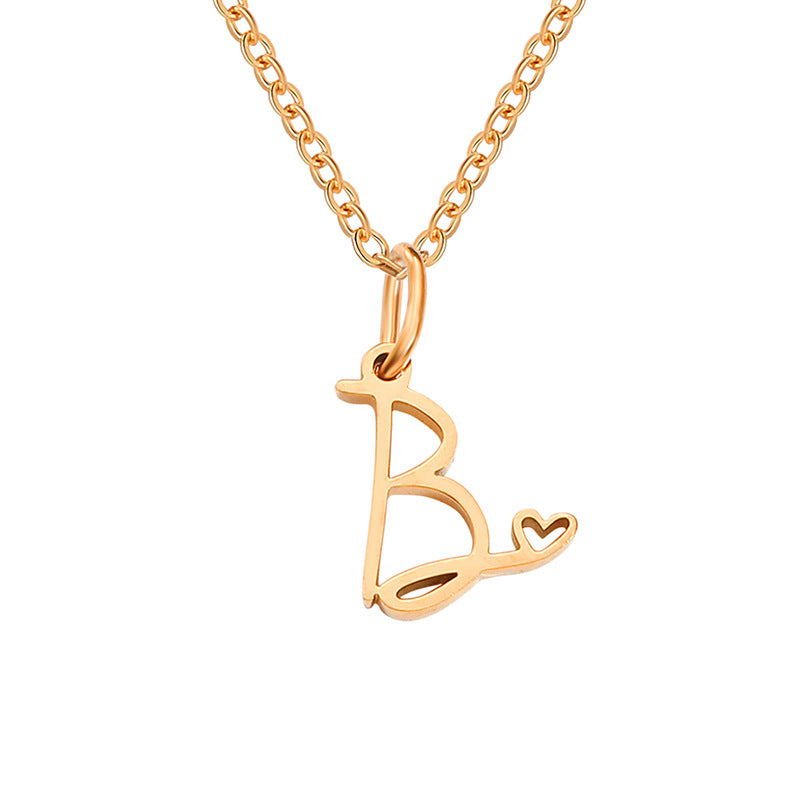 Simple Style Letter Stainless Steel Titanium Steel Plating Pendant Necklace