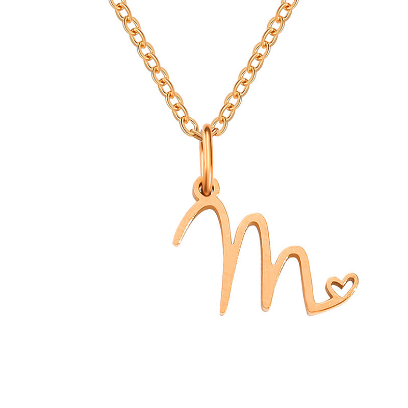 Simple Style Letter Stainless Steel Titanium Steel Plating Pendant Necklace