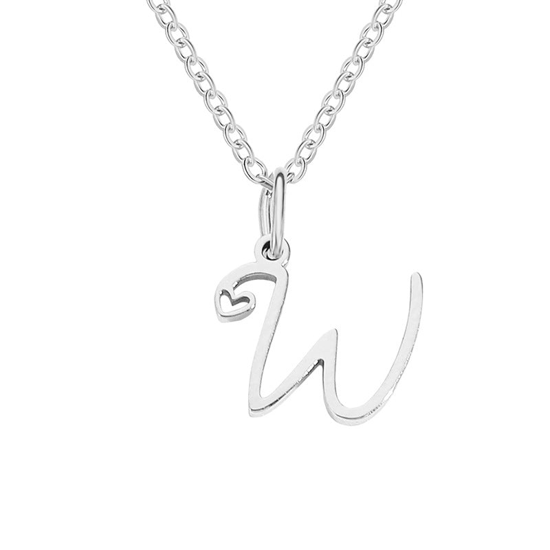 Simple Style Letter Stainless Steel Titanium Steel Plating Pendant Necklace