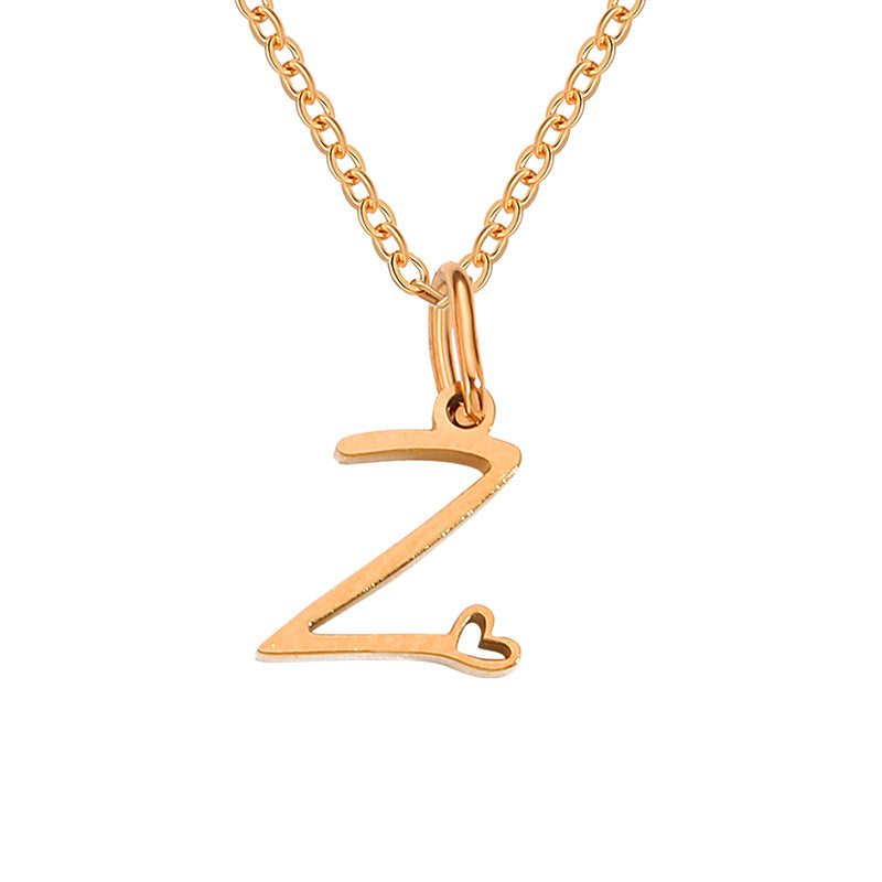 Simple Style Letter Stainless Steel Titanium Steel Plating Pendant Necklace