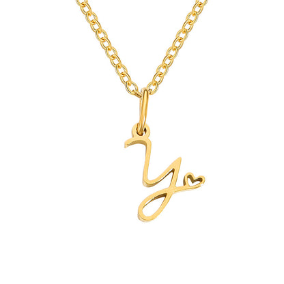 Simple Style Letter Stainless Steel Titanium Steel Plating Pendant Necklace