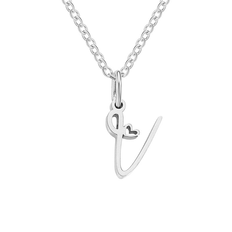 Simple Style Letter Stainless Steel Titanium Steel Plating Pendant Necklace