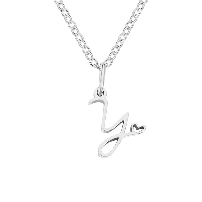 Simple Style Letter Stainless Steel Titanium Steel Plating Pendant Necklace