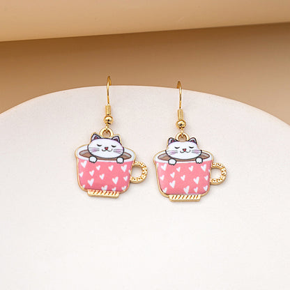 1 Pair Cute Cat Plating Alloy Drop Earrings