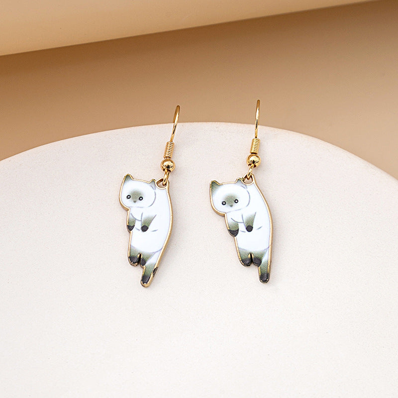 1 Pair Cute Cat Plating Alloy Drop Earrings