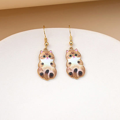 1 Pair Cute Cat Plating Alloy Drop Earrings