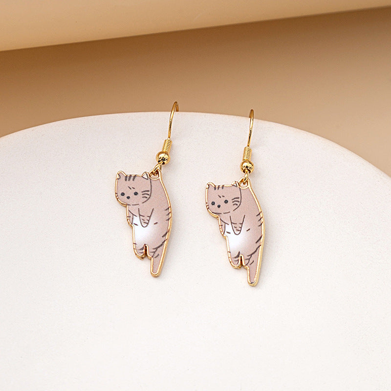 1 Pair Cute Cat Plating Alloy Drop Earrings