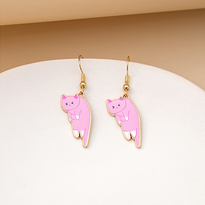 1 Pair Cute Cat Plating Alloy Drop Earrings