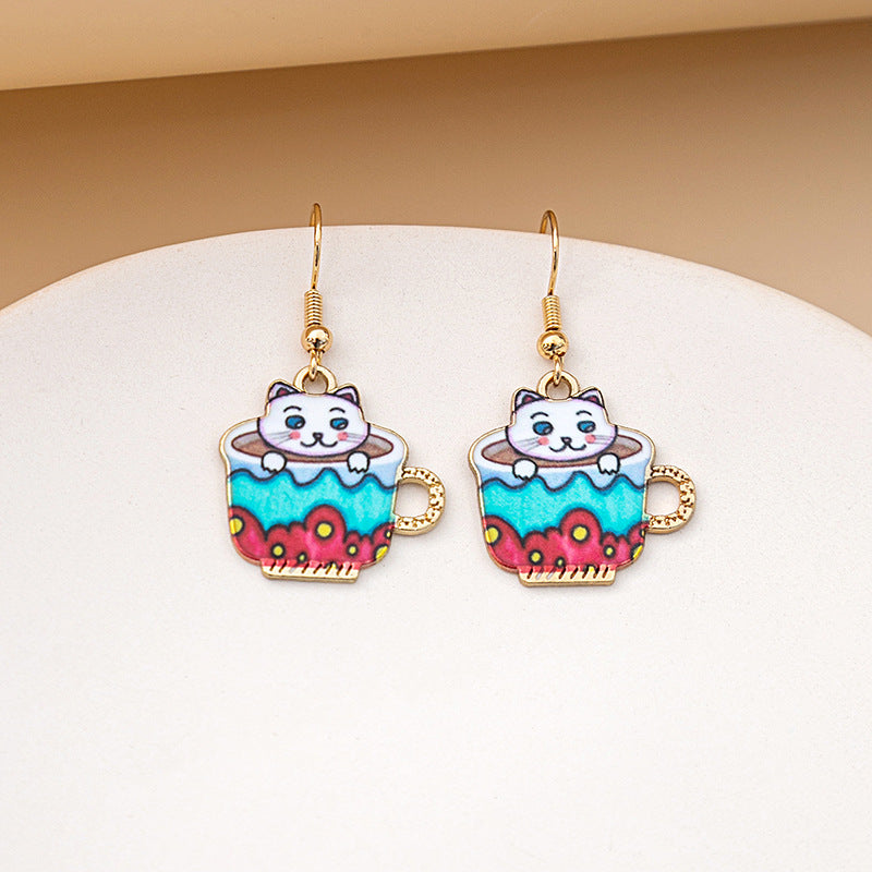 1 Pair Cute Cat Plating Alloy Drop Earrings