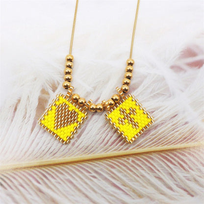 2023 New Miyuki Handmade Beaded Mixed Color Cross Love Tag Gold Necklace Necklace For Women