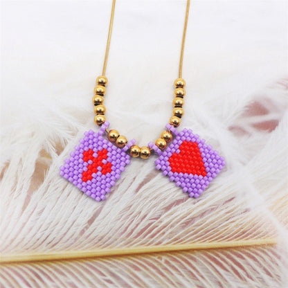 2023 New Miyuki Handmade Beaded Mixed Color Cross Love Tag Gold Necklace Necklace For Women