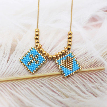 2023 New Miyuki Handmade Beaded Mixed Color Cross Love Tag Gold Necklace Necklace For Women