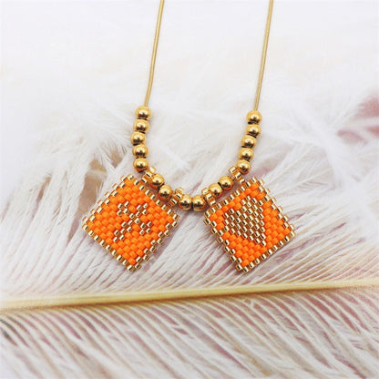 2023 New Miyuki Handmade Beaded Mixed Color Cross Love Tag Gold Necklace Necklace For Women