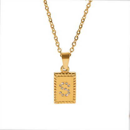 Sweet Letter Stainless Steel Polishing Plating Inlay Diamond 18k Gold Plated Necklace