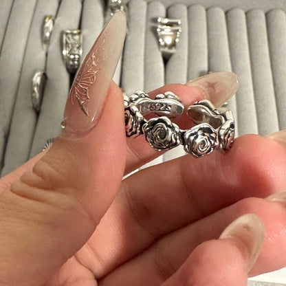 Casual Rose Stainless Steel Open Rings