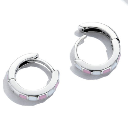 1 Pair Casual Simple Style Circle Enamel Sterling Silver Ear Studs