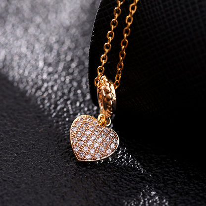 Europe And America Cross Border Love Pendant Necklace Micro-inlaid Color Zircon Clavicle Chain Geometric Girl Pendant Heart-shaped Necklace